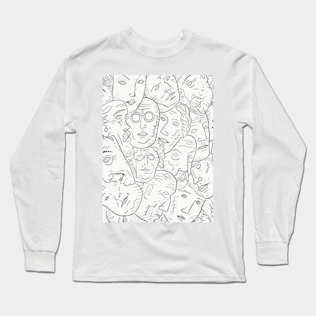 Maskers by Leo Gestel Long Sleeve T-Shirt by Vintage Sketches